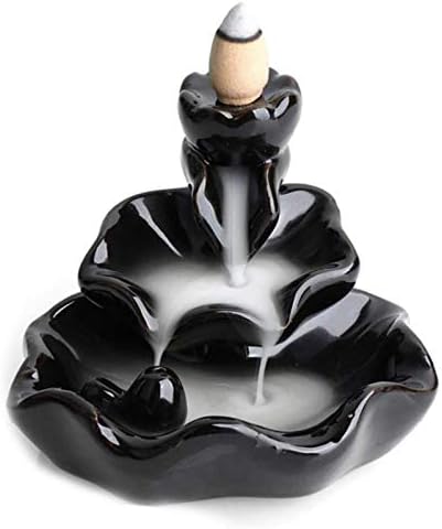 Zizhu香炉倒流香お香流川香バーナーお香逆流香演壇形セラミック素材 10香置物 陶芸 開運 風水