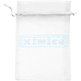 60 Pcs Sheer Organza Drawstring Pouches Gift Bags White Color 6x9 Inches