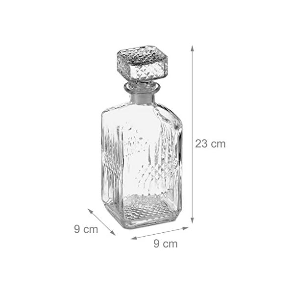 Relaxdays Whisky Karaffe, Glas, Dekanter für Whiskey, Cognac, Rum, Gin, 900 ml, Schnaps Karaffe Heimbar, transparent 10027876 – Bild 5