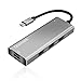 USB C Hub, USB C Adapter, Queretek Type C Adapter 7-in-1 with PD Power Delivery, SD Card Reader, 4K USB C to HDMI, 3 USB 3.0 Ports for MacBook, Google Chromebook, Surface Book – Space Gray