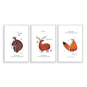 Framed Canvas Wall Art for Living Room, Bedroom Cute Animals Baby Room Canvas Prints for Home Decoration Ready to Hanging - 16"x24"x3 Panels