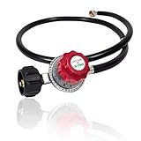 Gas One 4 ft High Pressure Propane 0-20 PSI Adjustable Regulator with QCC-1 type Hose - Works With Newer U.S. Propane Tanks