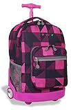J World New York Sunrise Rolling Backpack, Block Pink, One Size