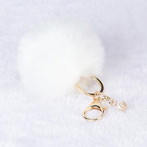 Key Pendant,Leegor Rabbit Fur Ball Keychain Bag Plush Car Key Ring Car Key Pendant (White)