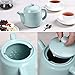 DOWAN Ceramic Teapot, 30 OZ Tea Pot with Filter Hole and Double Slots, Blooming & Loose Leaf Teapot - Turquoise