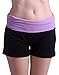 HDE Women's Yoga Workout Shorts Exercise Mini Hot Shorts (Black and Lavender, Medium)