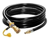 DOZYANT 12 feet Low Pressure Propane Quick-Connect Hose, RV Quick Connect Propane Hose, Quick Disconnect Propane Hose Extension - 1/4" Safety Shutoff Valve & Male Full Flow Plug for RVs