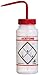 SP Bel-Art Safety-Labeled 2-Color Acetone Wide-Mouth Wash Bottles; 500ml (16oz), Polyethylene w/Red Polypropylene Cap (F11646-0622), Natural (Pack of 6)