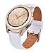 TOROTOP Compatible with Galaxy Watch 42mm Bands Women,2 Pack 20mm Leather Band + Stainless Steel Metal Business Replacement Bracelet Strap for Galaxy Watch 42mm Watch Rose Gold/Garmin Vivoactive 3