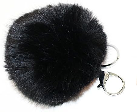 Faux Fur Pom Pom Keychain (Black)