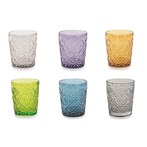 Villa d’Este Home Tivoli – Juego de 6 vasos de agua Marrakech multicolores de cristal, 5905223