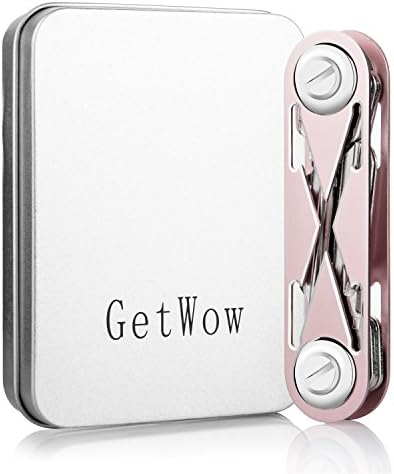 Compact Key Organizer, up to 16 Keys &amp; Tools, Premium Key Holder,Durable Aluminum alloy Frame Secure Locking Mechanism Key Chain,Great Housewarming Gift (Pink)