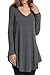 Hotouch Womens Long Sleeve Blouse Shirts Solid Casual Blouses Shirt (Grey L)