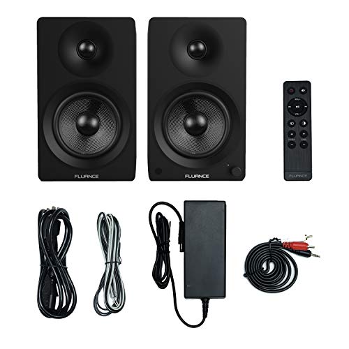 Fluance Ai60 High Performance Powered Two-Way 6.5" 2.0 Bookshelf Speakers with 100W Class D Amplifier for Turntable, PC, HDTV & Bluetooth aptX Wireless Music Streaming (Black Ash)