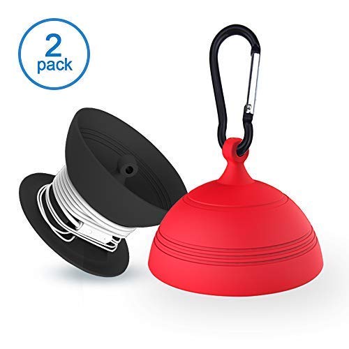 Earbuds Cord Organizer, Headphone Warp Cable Winder Headset Silicone Storage Case with Keychain, Fully Protect Earpieces Mics and Cords Keep Earphone Wire Tangle Free or Dustproof Red Black - 2 Pack