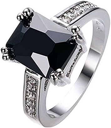 khime Charming Women 925 Silver Black Onyx Ring WeddingEngagement Jewelry Size 5-12 by (8)