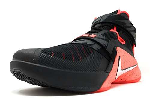nike lebron soldier IX PRM mens hi top basketball trainers 749490 sneakers shoes (uk 10 us 11 eu 45, black white bright crimson 016)