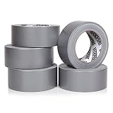 Heavy Duty Silver Duct Tape - 5 Roll Multi Pack Industrial Lot - 30 Yards x 2 inch Wide - Large Bulk Value Pack of Grey Original Extra Strength, No Residue, All Weather. Tear by Hand