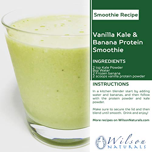 Wilson Naturals Organic Kale Powder Superfood (Non-GMO) - Natural Carotenoids, Omega-3s & No Additives/Fillers - Pure Kale Vegetable Extract for Shakes and Smoothies 454 grams (227 Servings) - Thumbnail 2