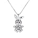 EleQueen Women's Silver-tone Bunny Heart Pendant Necklace Adorned with Austrian Crystals
