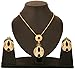 Touchstone gold tone Indian bollywood beautiful mesh and cut work faux pearls emerald jewelry pendant set