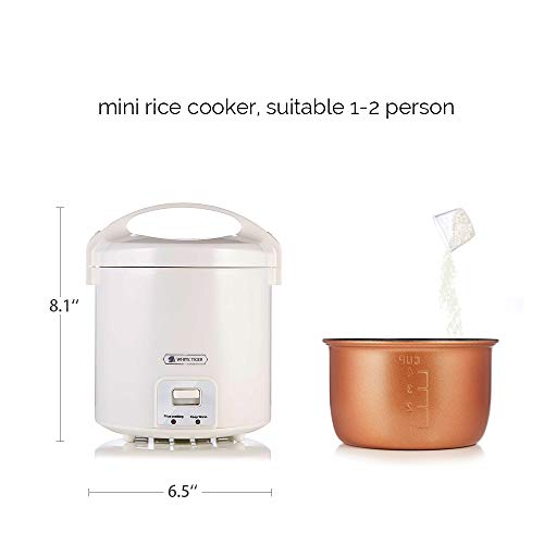 1.0L Mini Rice Cooker, 2 Cups Uncooked WHITE TIGER Portable Travel