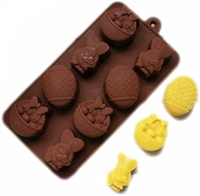 8-cavity Easter Rabbit Egg Silicone Chocolate Mould DIY Cake Decoration Craft Candy Jelly Mold Bakeware Tools, Pack of 2