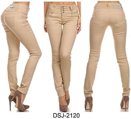 diva star Colombian Design Push up Levanta cola Stretch Beige Color Jeans -Size 1-15
