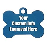 Hat Shark Custom Personalized 3D Laser Engraved Bone Shaped Pet ID Tag (Blue)