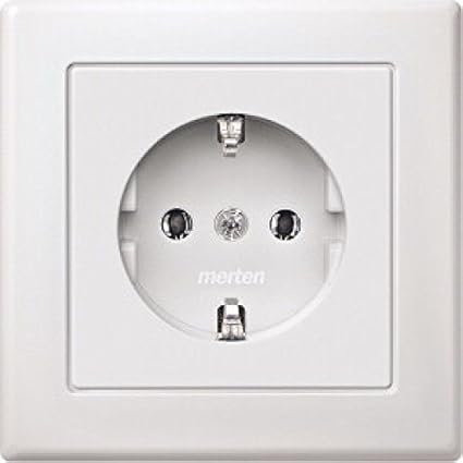 Merten MEG2401-1619 SCHUKO-Steckdose mit voller Abdeckplatte, Schraub-Liftkl, polarweiß, M-SMART