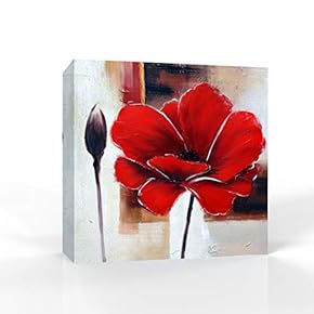 Canvas Wall Art Elegant Red Flowers Pictures Home Wall Decorations for Bedroom Living Room Paintings Canvas Prints Framed - 12x12 inches
