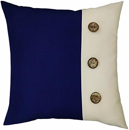Coconut Buttons Two-Tone Outdoor/Indoor Decorative Throw Pillow Case Cushion Cover, 20"X20", 1PC (Indigo)