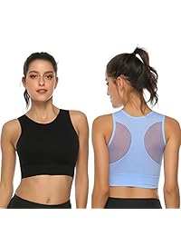 Hawiton - Sujetadores deportivos para mujer con cuello alto y bajo impacto, acolchados extraíbles para yoga, correr, bailar, gimnasio