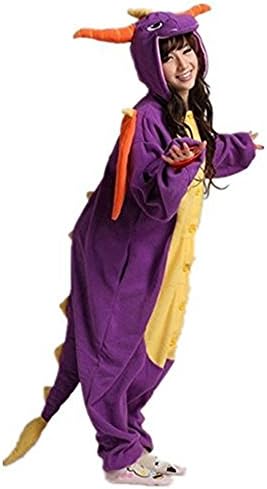Tickos Jumpsuit Dragon For Adult Unisex Cosplay Costumes Pajamas Unisex Dinosaur Pajamas Adult Sleepwear Animals Costumes Cosplay (X-Large, Purple)
