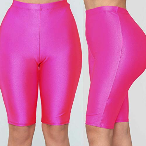 Womens Tummy Control Fitness Workout Running Bike Shorts Bicycle Biking Yoga Shorts Pants Activewear Cycling Leggings (Hot Pink,S) - Thumbnail 5