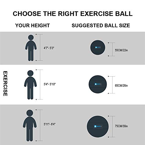 A AZURELIFE Professional Grade Exercise Ball, Anti-Burst&Non-Slip Stability Balance Ball with Quick Pump Included, Multiple Sizes&Colors, Perfect for Birthing, Yoga, Pilates, Desk Chairs&Therapy