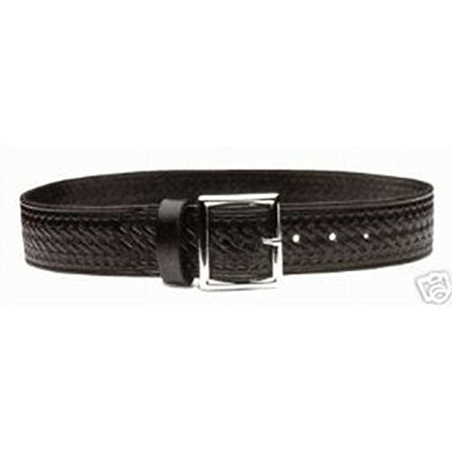 HWC POLICE FIRE EMT EMS SECURITY BLACK LEATHER UNIFORM DUTY GARRISON BELT BASKETWEAVE STYLE, MADE IN USA, SIZE 32"