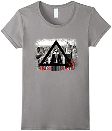 Womens Illuminati Triangle All Seeing Eye Assassin Hand T-shirt Medium Slate