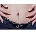 FLYOW S925 Sterling Silver Dangle Belly Button Rings Women Navel Rings CZ Body Piercing