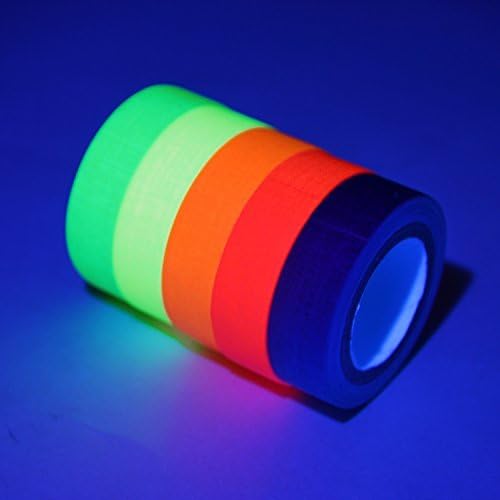 6 Rolls Tape Sticker Xight Removable UV Blacklight Tape Reactive Glow in the Dark Green Photoluminescent Tape Fluorescent Tape Neon Gaffer Tape Matte Finish with Free Scissors (0.5inches16.5 feet)