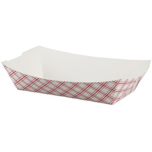 Simply Deliver #500 Paper Food Tray, Red Plaid, 500-Count