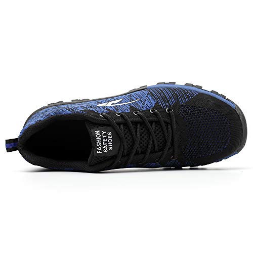 TICCOON Work Safety Shoes Puncture Proofed Footwear Steel Toe Shoes Men,Safety Shoes for Men and Women Blue