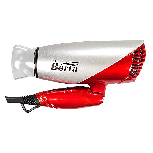 BERTA 1875 Watts Folding Handle Hair Dryer Tourmaline Ceramic Negative Ionic Blow Dryer US Plug