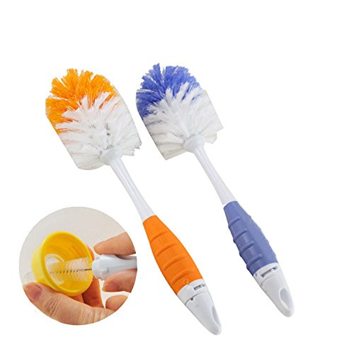 2pcs/set Baby Bottle Brushes for Cleaning Kids Milk Feed Bottle Nipple Pacifier Nozzle Spout Tube Cleaning Brush - Thumbnail 3