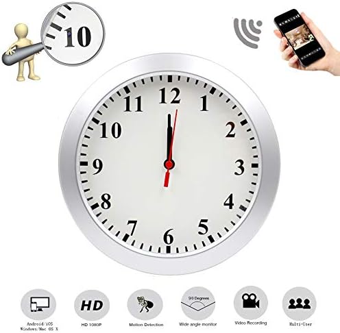 Mopora WiFi Indoor Hidden Camera Wall Clock, 1080P Remote View, and Motion Detection Monitor Your Home and Office