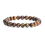 iSTONE Natural AA Grade Golden Tiger Eye Gemstone 8mm Round Beads Stretch Bracelet 204703403