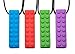 Chew Chew Sensory Lego Teether Necklace 4-Pack – Best for Autism, Biting and Teething Kids – Durable and Strong Silicone Chewy Toys - Chewing Pendant for Boys & Girls - Fidget Chewlery Necklaces