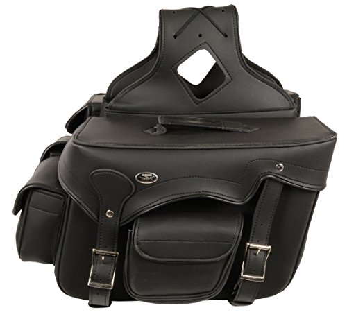 Milwaukee Performance SH666ZB Black Zip-Off Double Front Pocket PVC Throw Over Saddle Bag with Reflective Piping