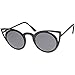 zeroUV Womens Fashion Round Metal Cut-Out Flash Mirror Lens Cat Eye Sunglasses (Black/Smoke)