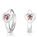 Girls Sterling Silver Huggie Heart Earrings with Simulated Alexandrite Birthstone (June)